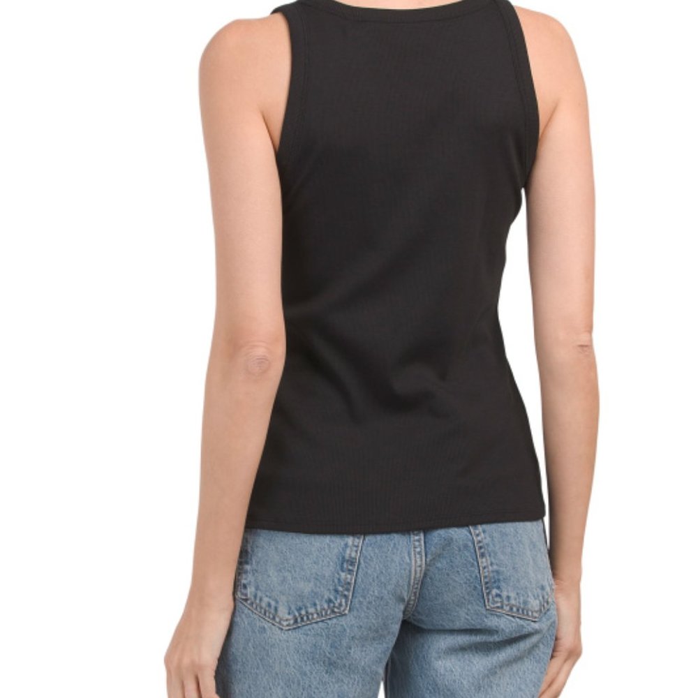 NWT Elie Tahari - Pima Cotton Blend Square Neck Tank Top - Picture 2 of 3